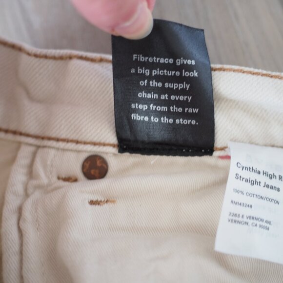 Reformation Cynthia High Rise Straight Cream and Brown Jeans Sz 25 - Picture 6 of 15